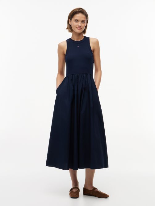 Slim Sleeveless Poplin Maxi Dress