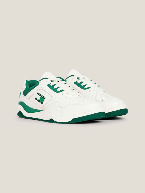 Leather Contrast Panel Cupsole Trainers