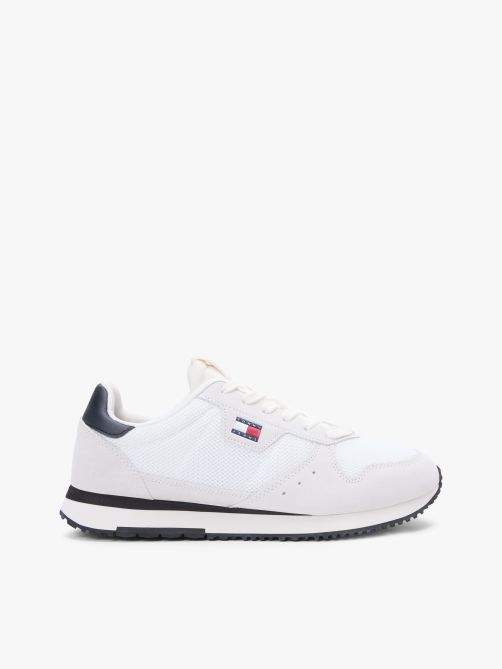 Mixed Texture Trainers with Leather