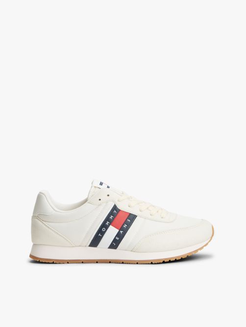 Logo Mixed Texture Trainers
