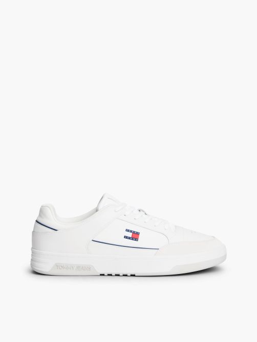 Leather Mixed Texture Basketball Trainers