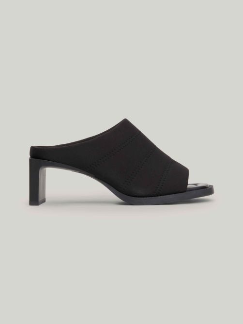 Black leather block heel mules hotsell