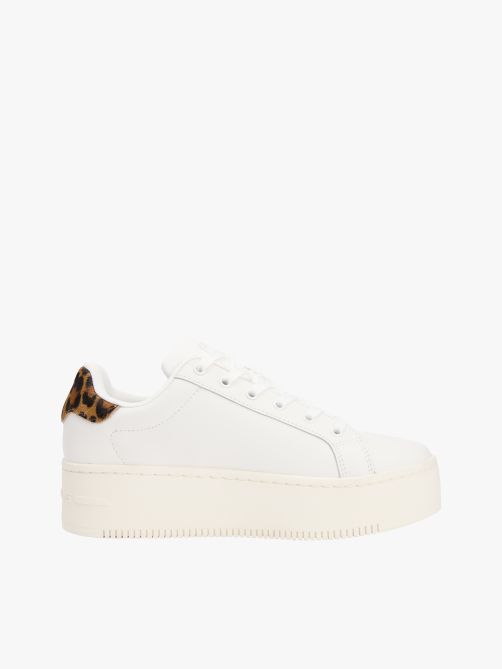 Leopard Print Platform Trainers with Leather