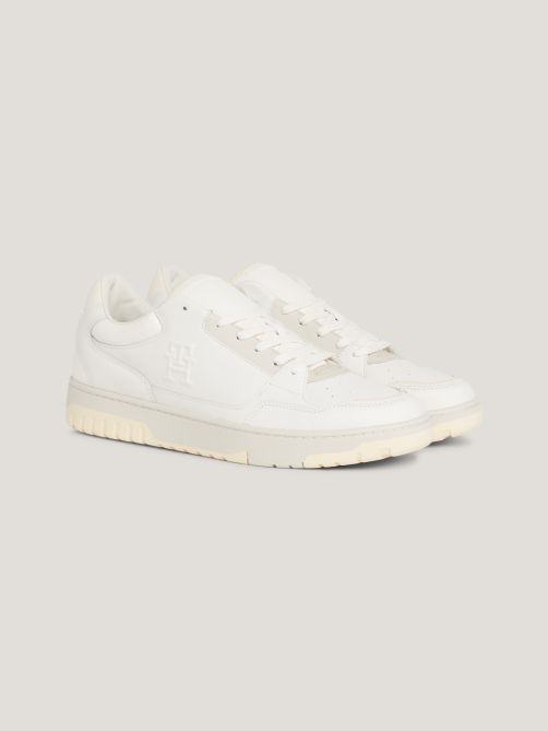 Tonal Logo Leather Basketball Trainers