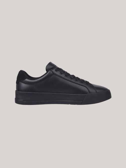 Leather Contrast Heel Court Trainers