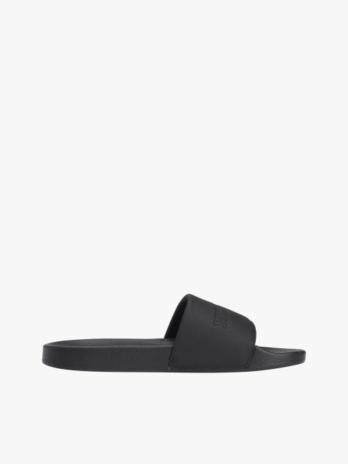 شبشب حمام سباحة بلون موحد ومزين بالشعار