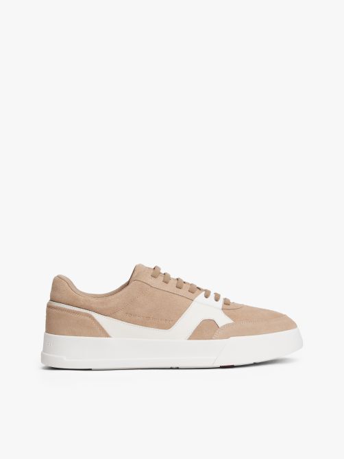 Suede Mixed Texture Court Trainers