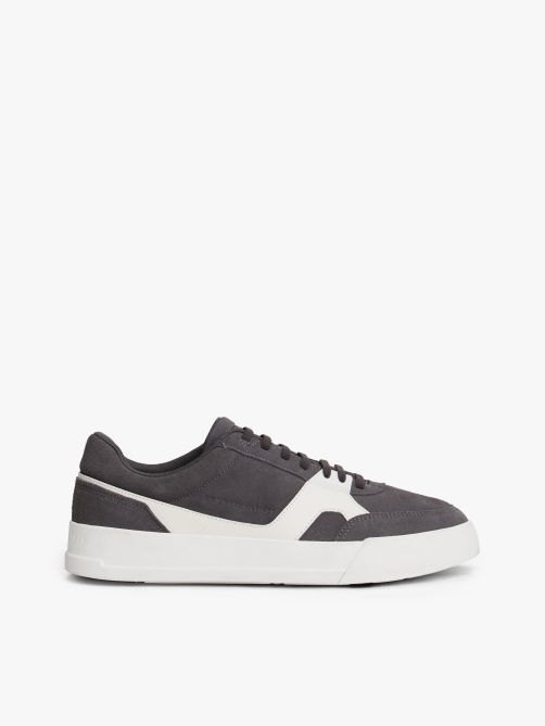 Suede Mixed Texture Court Trainers