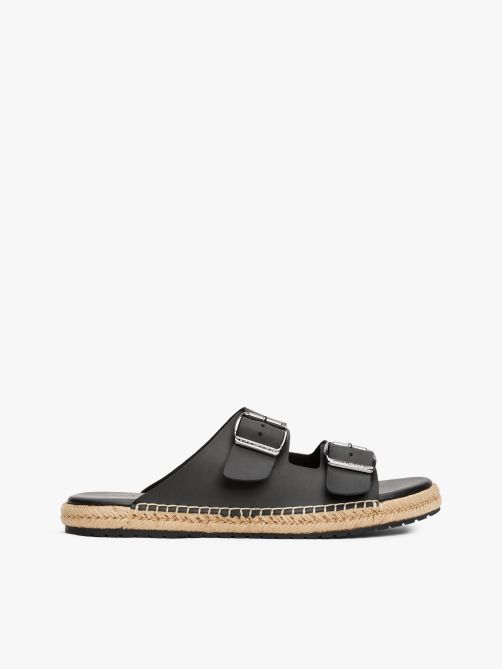 Jute Slip-On Sandals with Leather