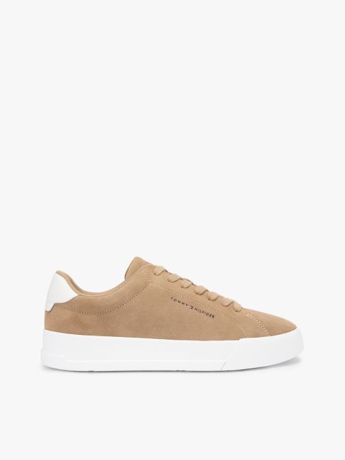 Debossed Logo Suede Court Trainers