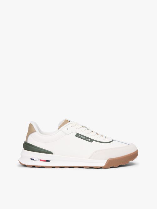 Retro Mixed Texture Trainers with Leather