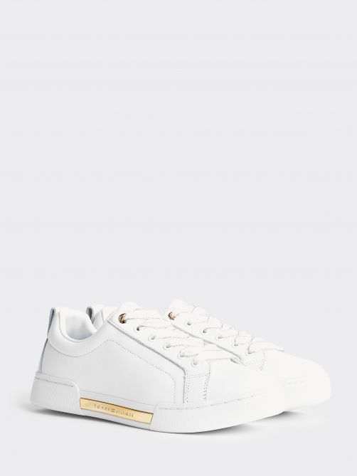 Metallic Leather Logo Trainers