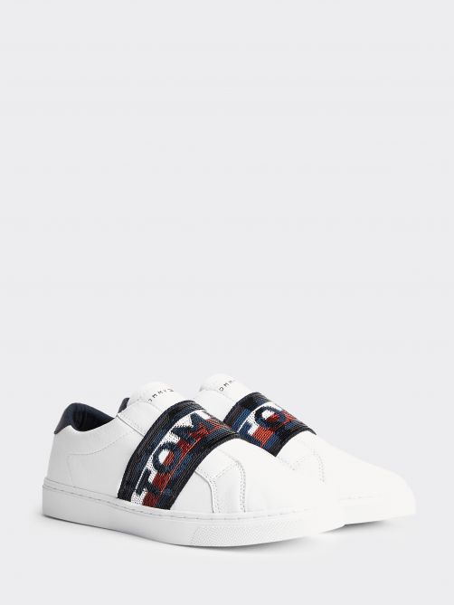 Women's Glitter Logo Slip-On Trainers in White Tommy Hilfiger Kuwait