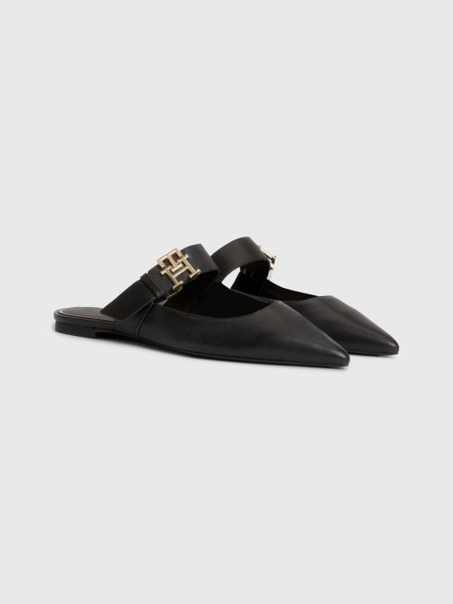 Leather Monogram Pointed Toe Mules | Tommy Hilfiger
