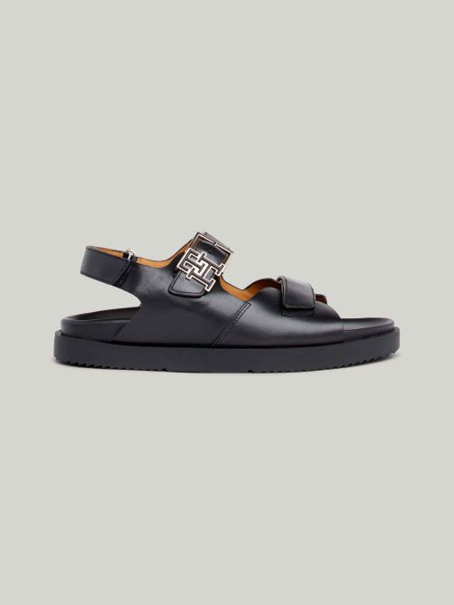 TH Monogram Hook and Loop Leather Sandals