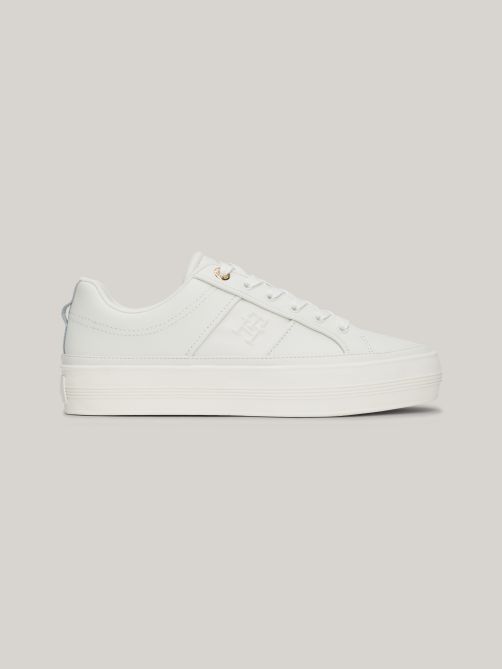 حذاء سنيكرز جلد بكعب عريض