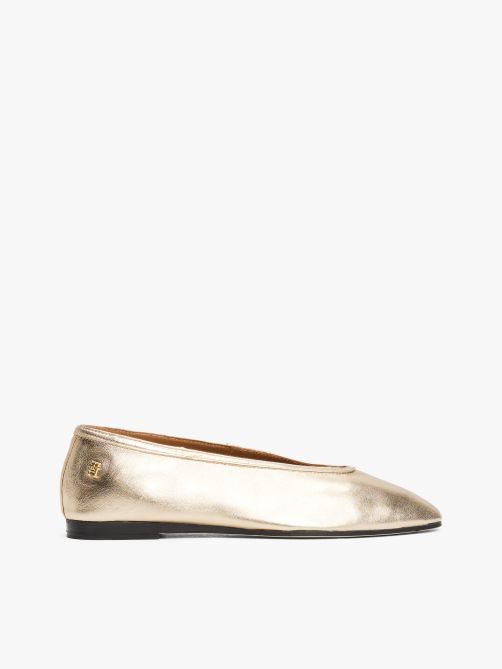 Metallic Leather Ballerinas