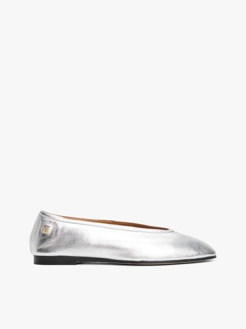Metallic Leather Ballerinas