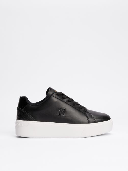 Leather Flatform Court Trainers
