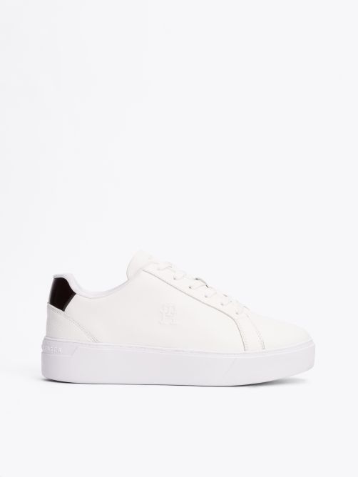 Leather Flatform Court Trainers