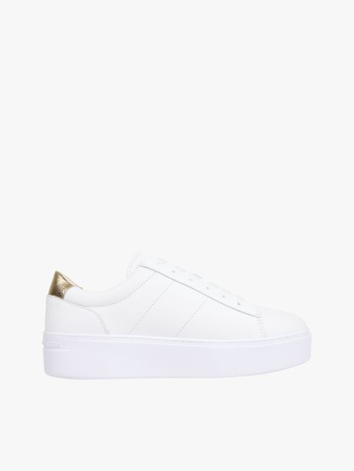 Leather Platform Court Trainers