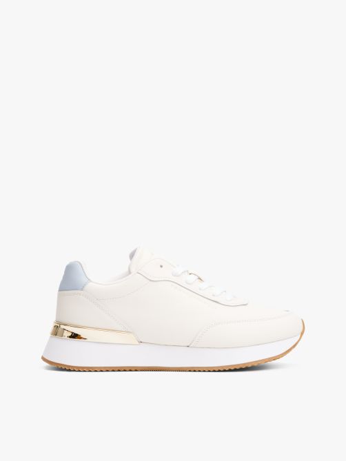 Leather Gold-Tone Trim Fine Cleat Trainers