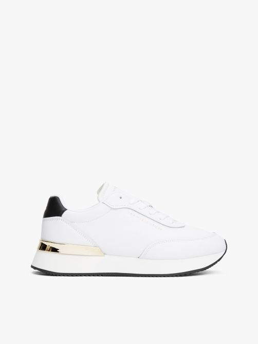 Leather Gold-Tone Trim Fine Cleat Trainers