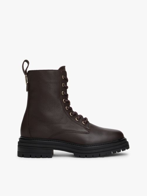 Pebble Grain Leather Chunky Boots