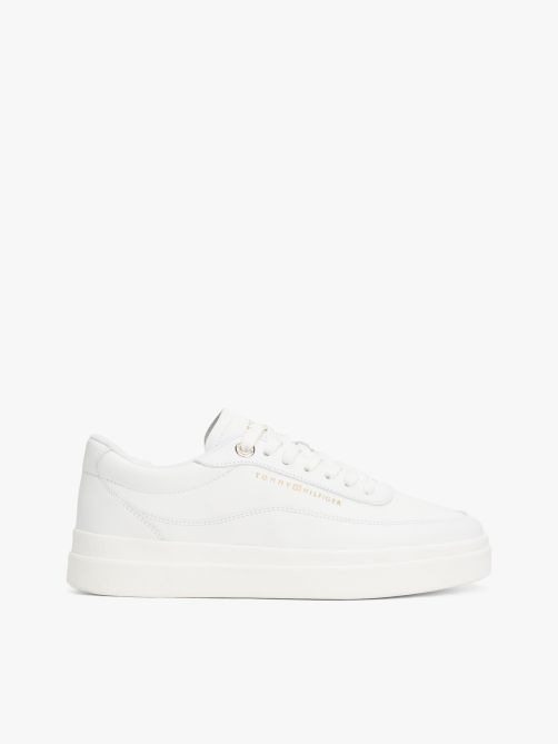 Leather Platform Court Trainers