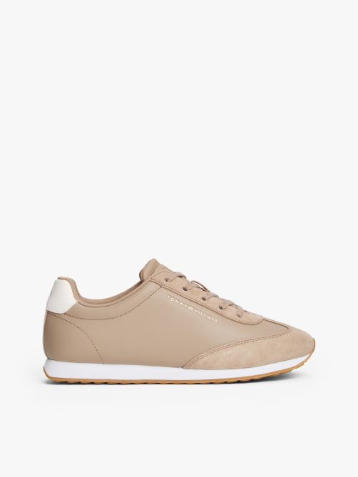 Leather Metallic Logo Trainers