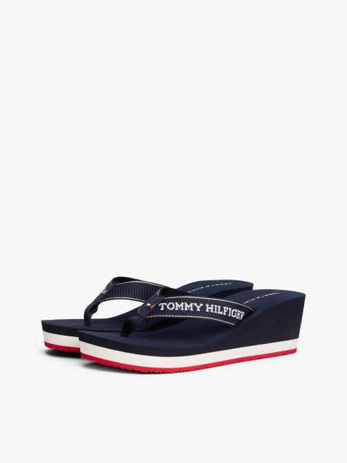 Enamel Flag Wedge Flip-Flops