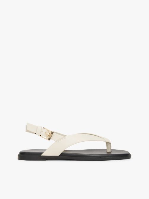 Leather Colour-Blocked Square Toe Sandals