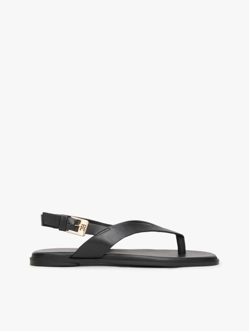 Leather Colour-Blocked Square Toe Sandals