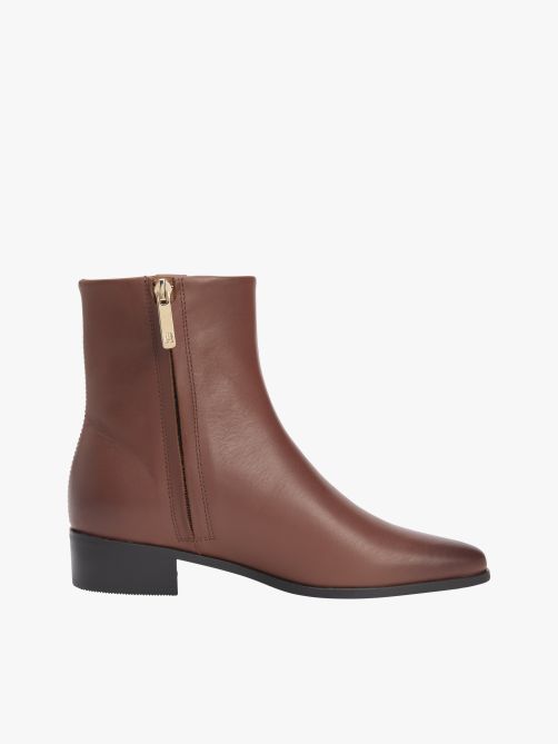 Leather Pointed Toe Ankle Boots