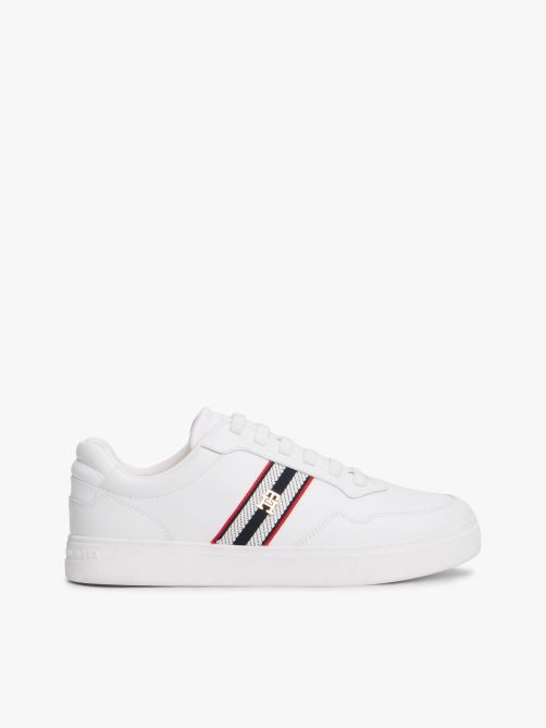 Webbing Stripe Leather Cupsole Trainers