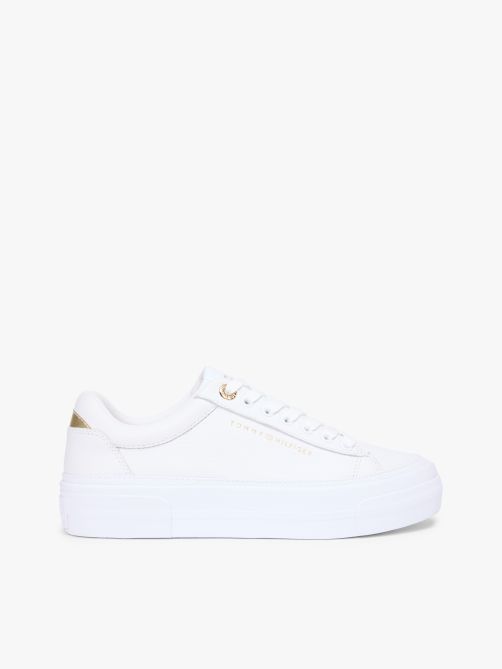 Metallic Logo Platform Trainers with Leather