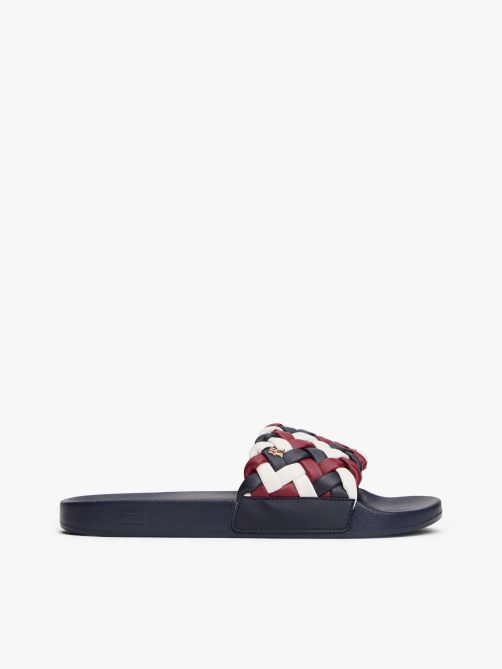 TH Monogram Braided Strap Pool Slides