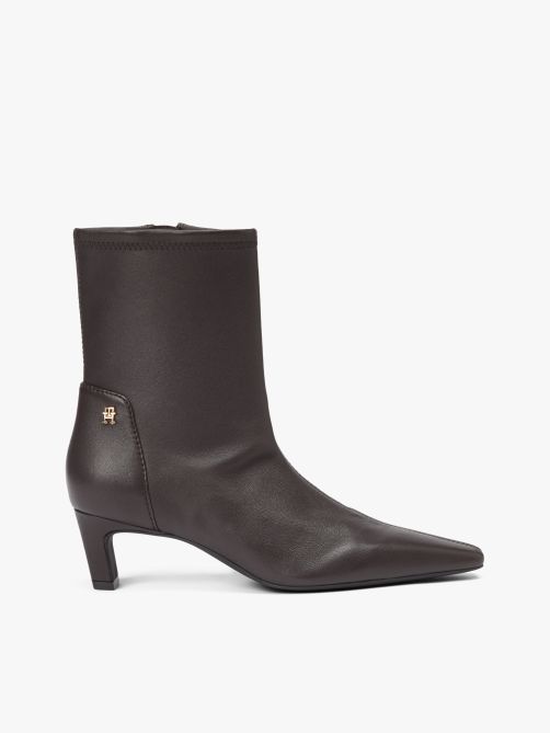 TH Monogram Plaque Leather Mid Boots