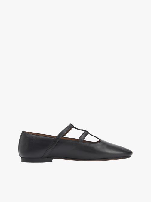 Leather Double T-Bar Ballerinas