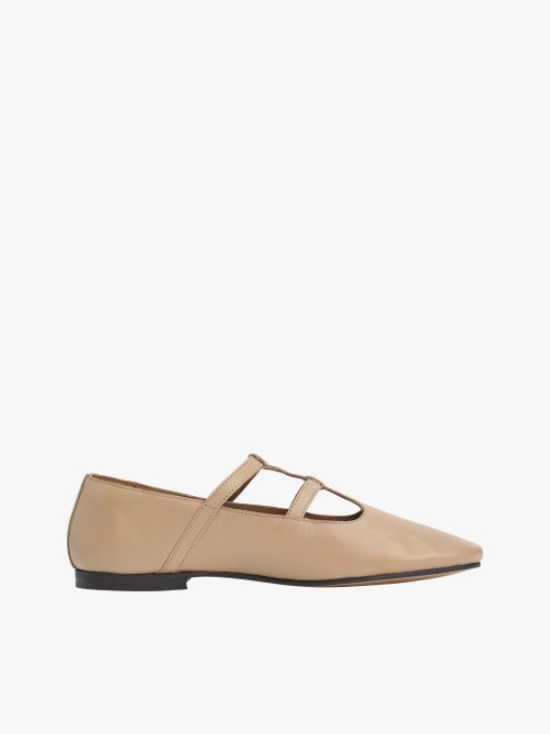 Leather Double T-Bar Ballerinas