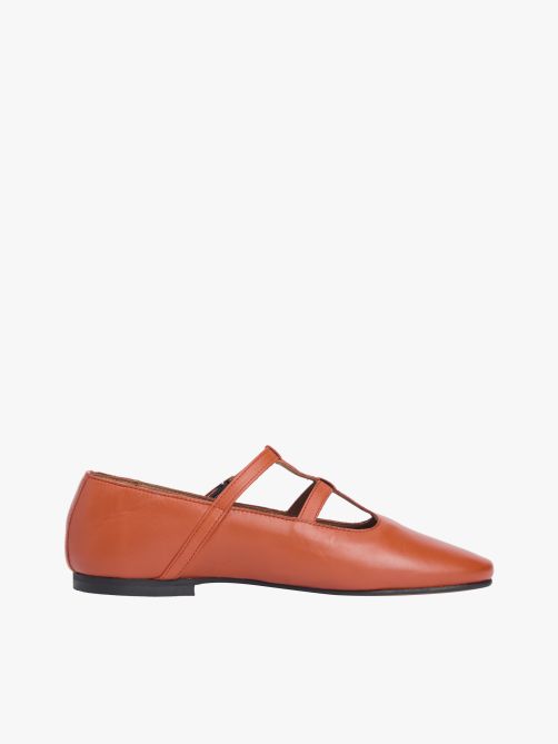 Leather Double T-Bar Ballerinas