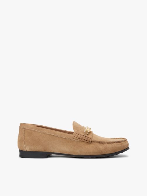 Suede Chain Penny Loafers