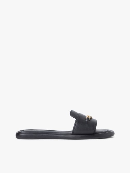 حذاء ميول جلدي مسطح مزين بتفصيلة Horsebit وحروف الشعار