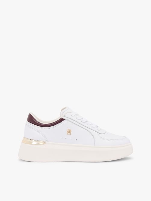 Metallic Heel Leather Platform Trainers