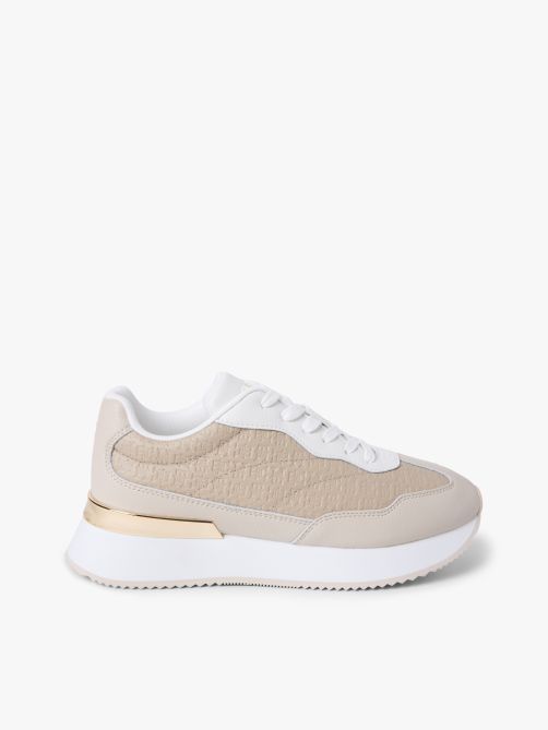 حذاء رياضي جلدي بنسيج مختلط مزين بحروف الشعار