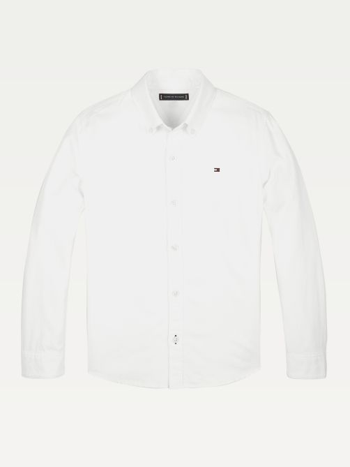 قميص بأزرار على الياقة من القطن النقي