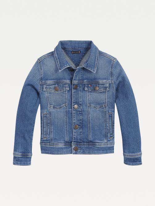 Faded Denim Trucker Jacket in Black 