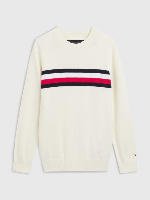 Tommy Hilfiger BOLD MONOGRAM CREW NECK - Jumper - ivory/off-white 