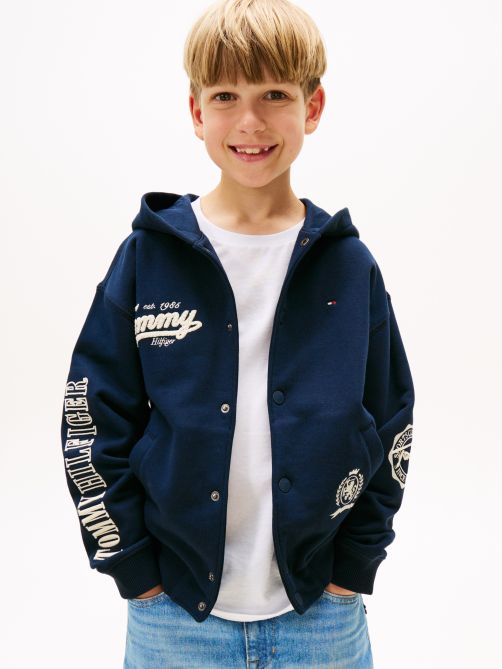 Varsity Mixed Graphic Snap-Button Hoody