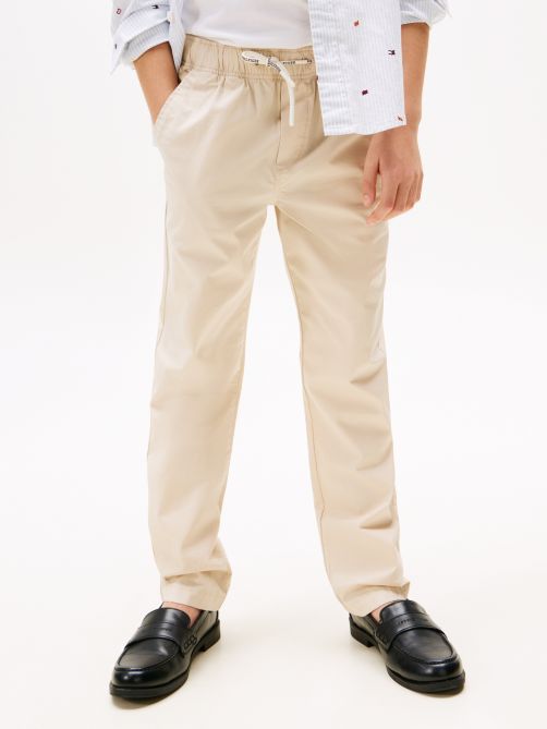 Relaxed Pull On Stretch Poplin Trousers